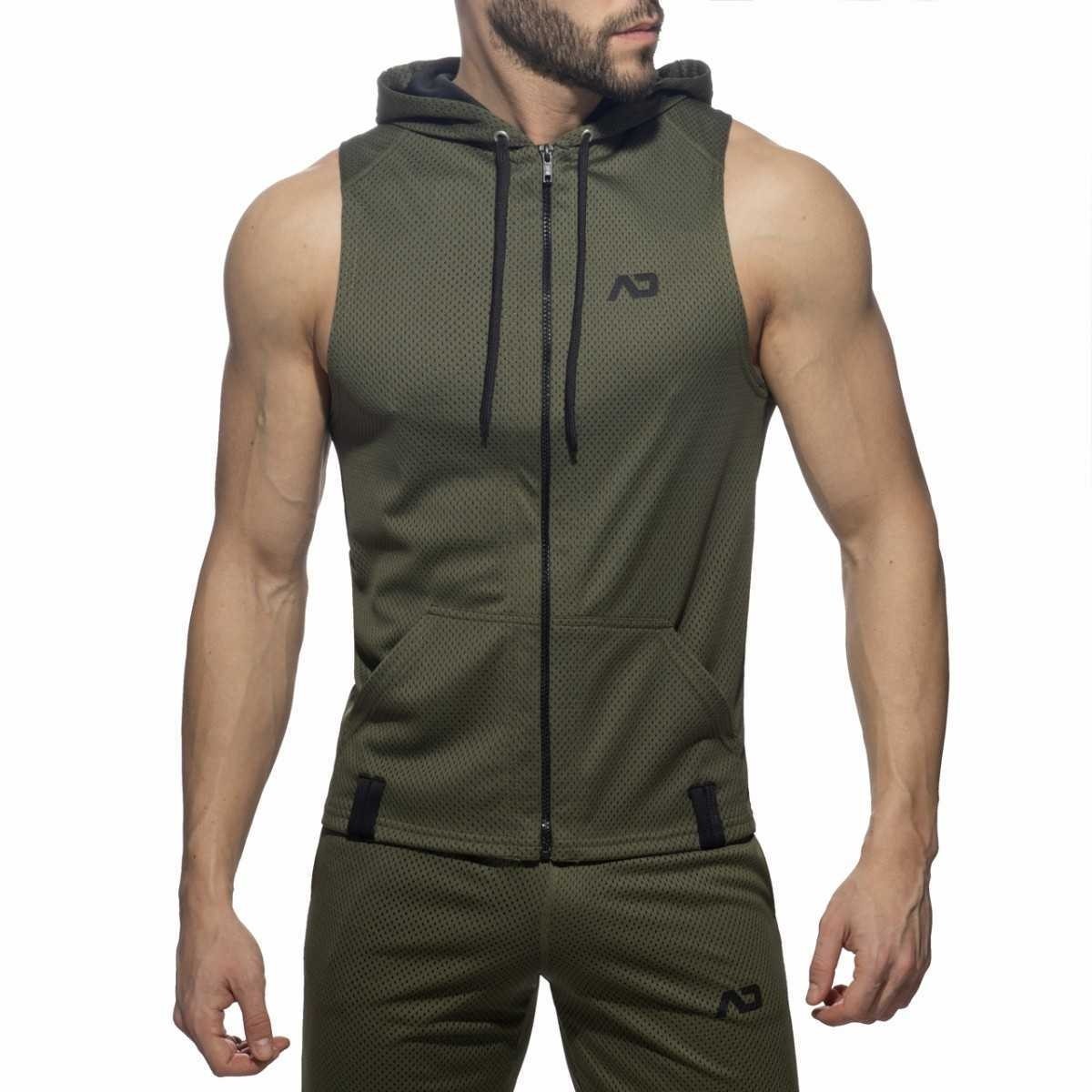 AD355 SLEEVELESS LOOP-MESH HOODY