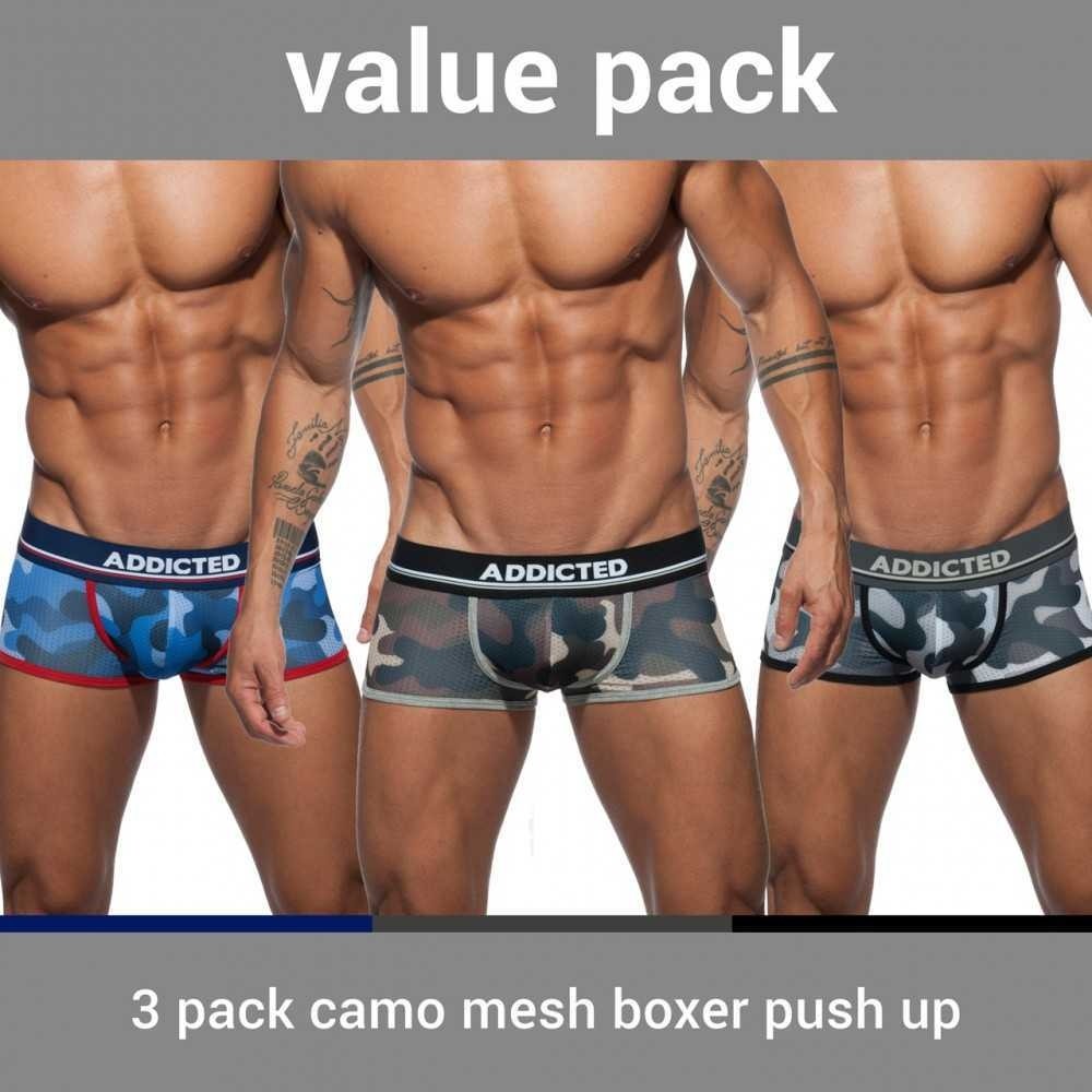 AD698P 3 PACK CAMO MESH BOXER PUSH UP