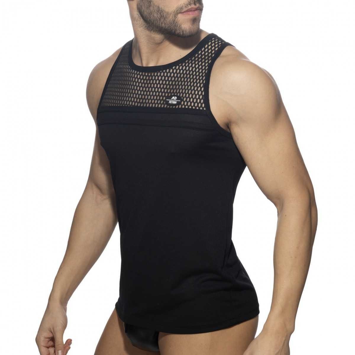 MESH-STRIPED TANK TOP