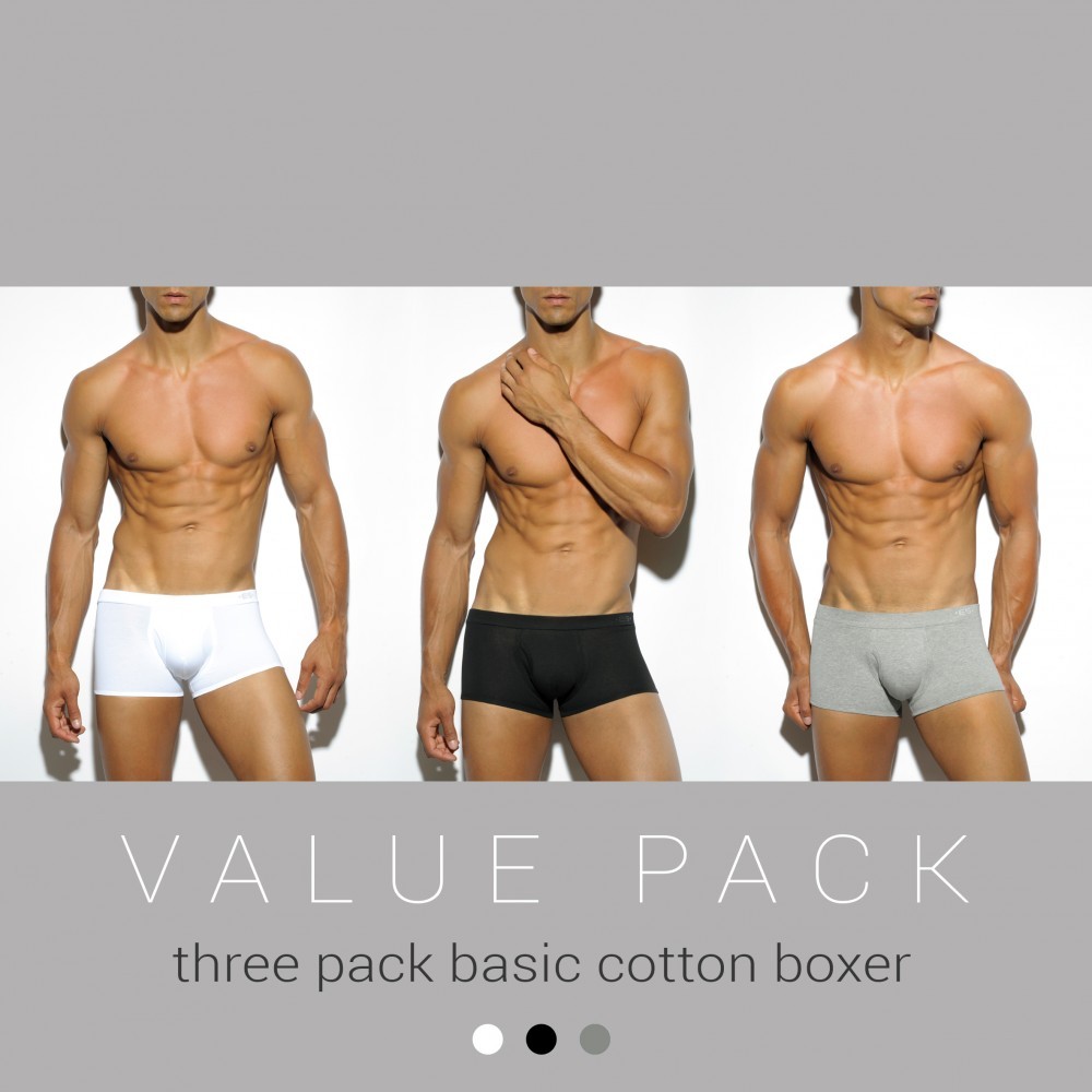 UN185P THREE PACK BASIC COTTON BOXER