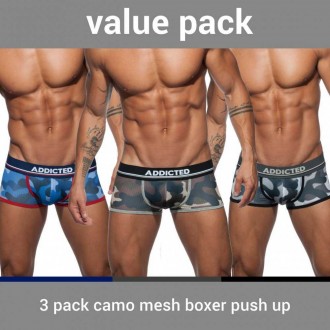 AD698P 3 PACK CAMO MESH BOXER PUSH UP