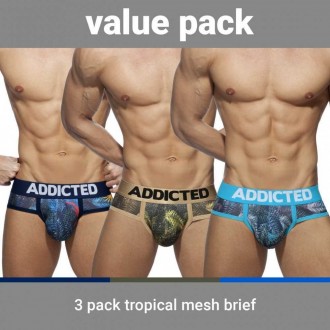 AD889P 3 PACK TROPICAL MESH BRIEF PUSH UP