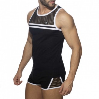 ADF167 MESH-STRIPED TANK TOP