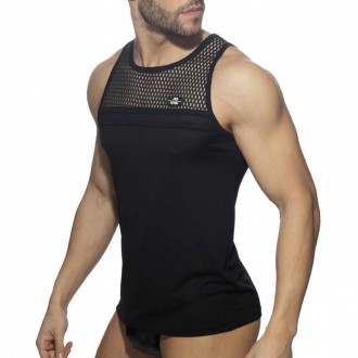 MESH-STRIPED TANK TOP
