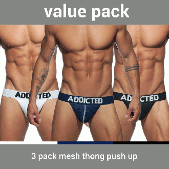 3 PACK MESH THONG PUSH UP